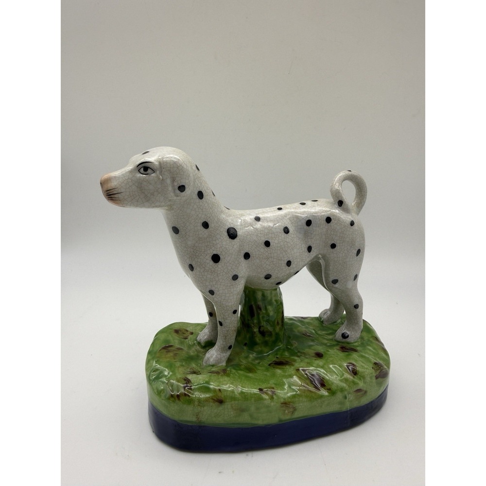 Antique English Staffordshire Standing Dalmatian Dog Figure